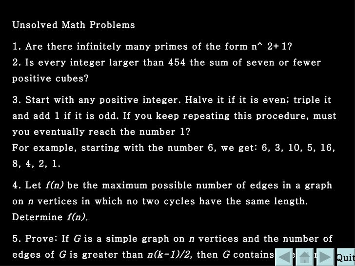 unsolved math equations