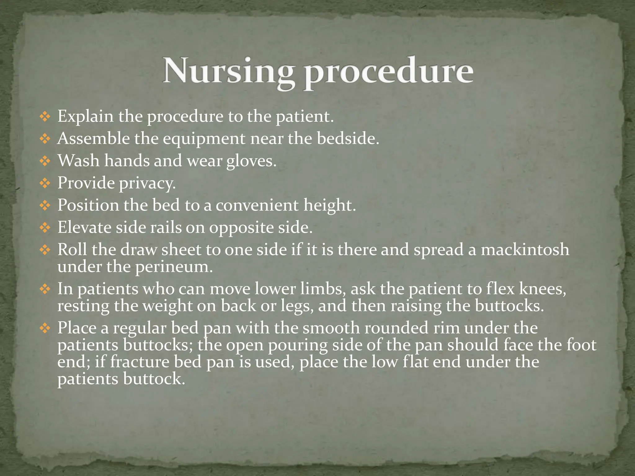 PPT-PROVIDING-BED-PAN.pdf procedure NF-2 | PDF | Bath and Shower ...