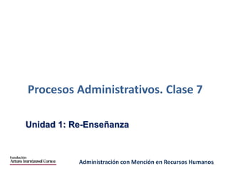 Administración con Mención en Recursos Humanos
Procesos Administrativos. Clase 7
Unidad 1: Re-Enseñanza
1
 