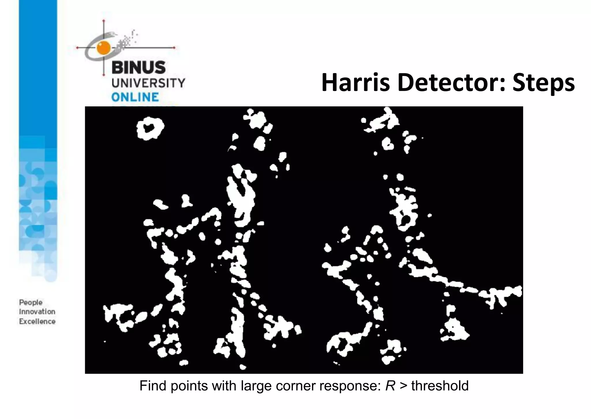 Harris Detector: Steps
Find points with large corner response: R > threshold
 