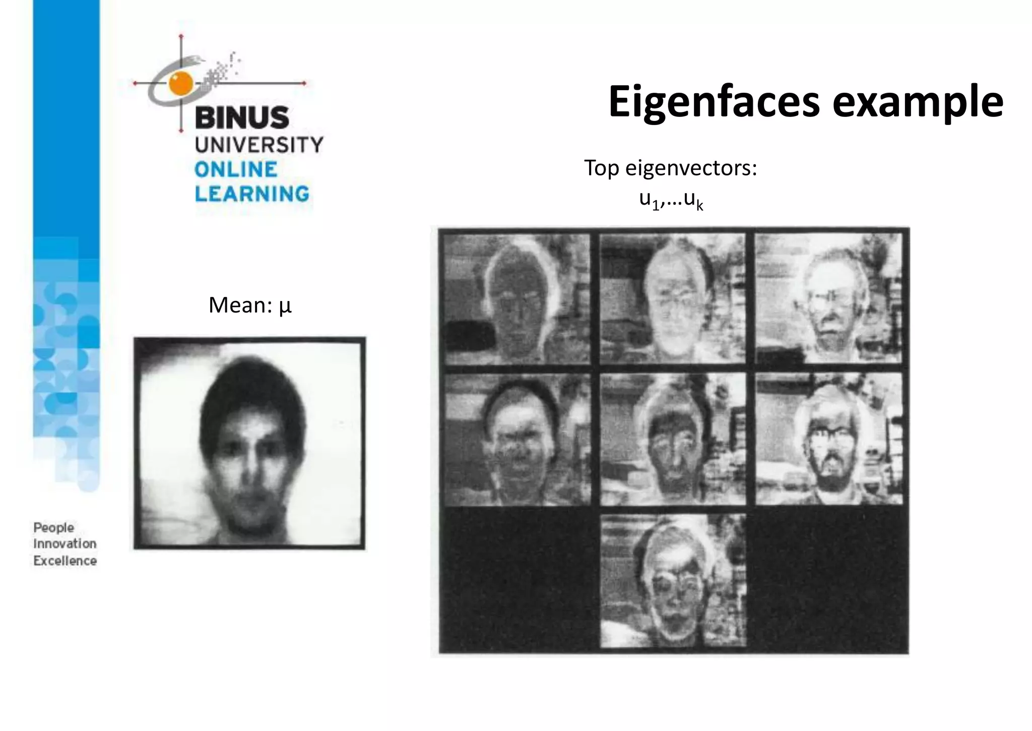 Eigenfaces example
Top eigenvectors:
u1,…uk
Mean: μ
 