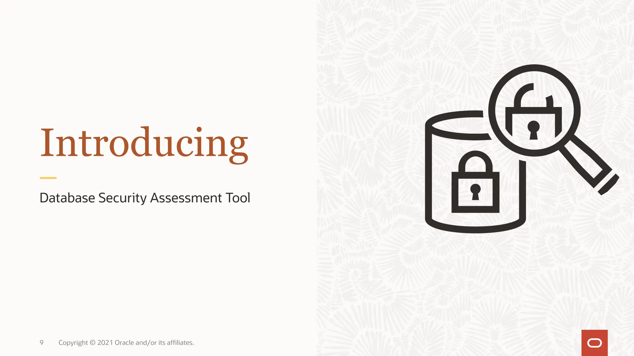 9 Copyright © 2021 Oracle and/or its affiliates.
Database Security Assessment Tool
Introducing
 