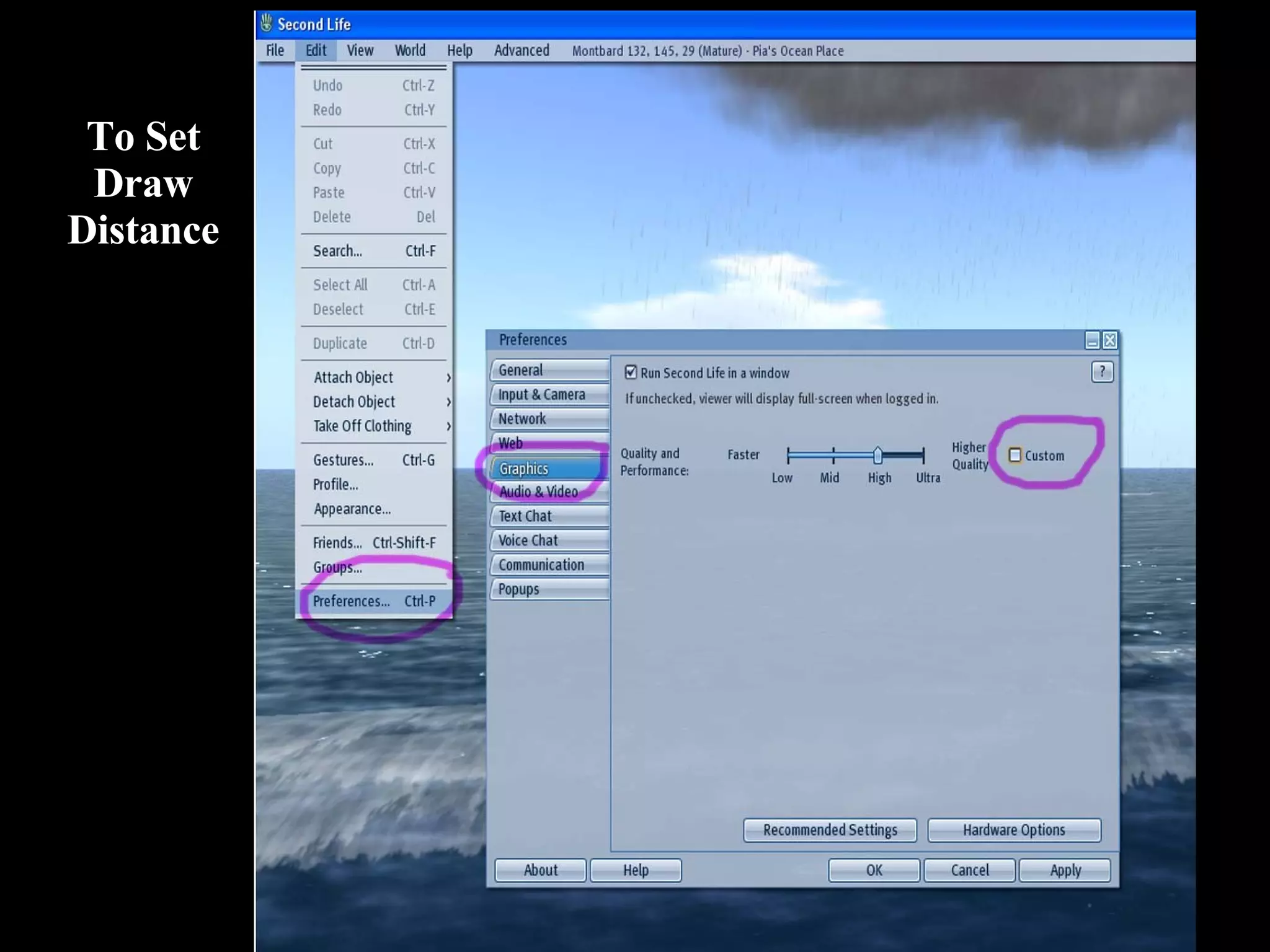 To Set Draw Distance 