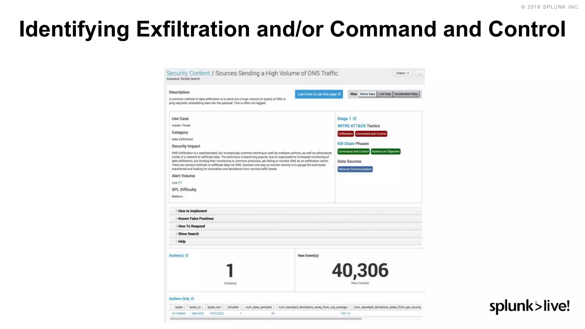 Identifying Exfiltration and/or Command and Control
 