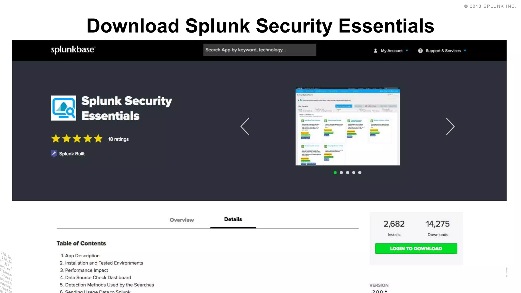 Download Splunk Security Essentials
 