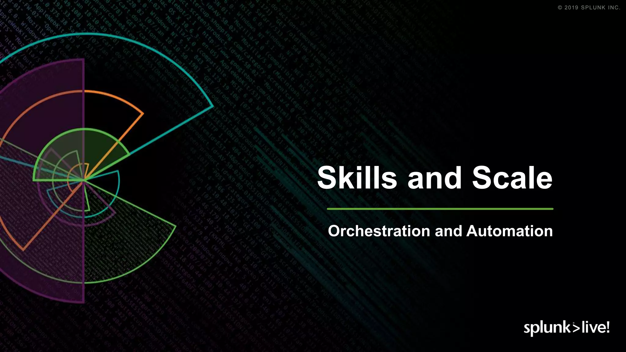 © 2019 SPLUNK INC.
Skills and Scale
Orchestration and Automation
 
