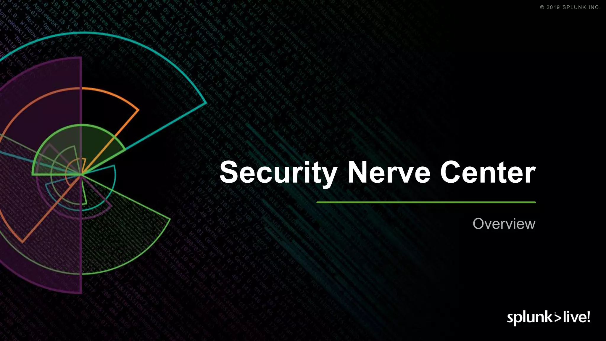 © 2019 SPLUNK INC.
Security Nerve Center
Overview
 