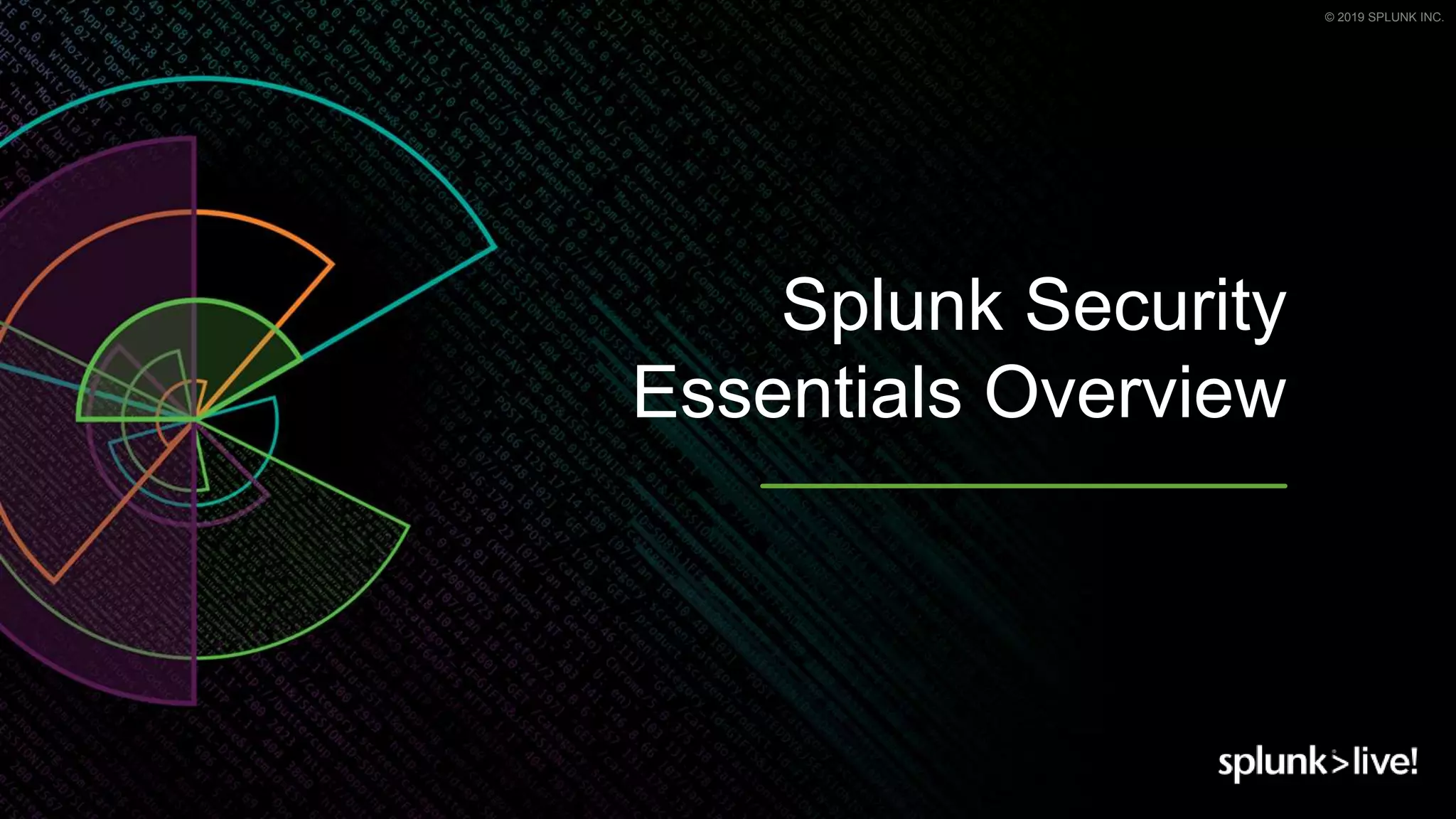© 2019 SPLUNK INC.
Splunk Security
Essentials Overview
 