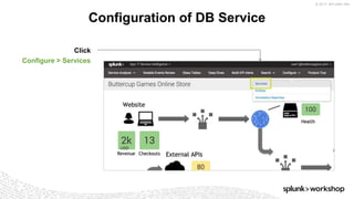 © 2017 SPLUNK INC.
Configuration of DB Service
Click
Configure > Services
 