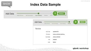 © 2017 SPLUNK INC.
Index Data SampleSHOW
1
2
 