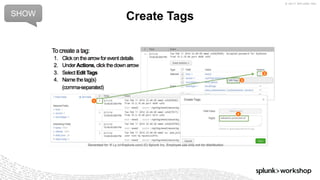 © 2017 SPLUNK INC.
Create TagsSHOW
 