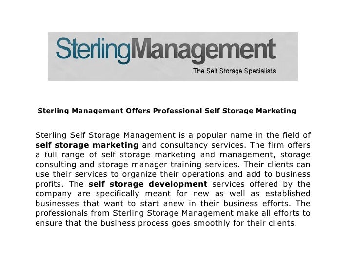Sterling Management Offers Professional Self Storage Marketing