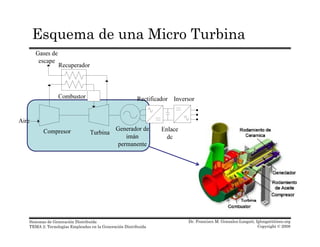 Esquema de una Micro Turbina
Dr. Francisco M. Gonzalez-Longatt, fglongatt@ieee.org
Copyright © 2008
Sistemas de Generación Distribuida
TEMA 2: Tecnologías Empleadas en la Generación Distribuida
 