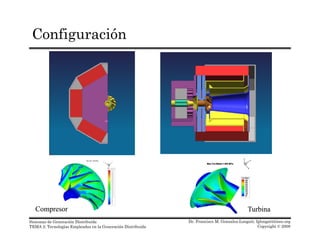 Configuración
Dr. Francisco M. Gonzalez-Longatt, fglongatt@ieee.org
Copyright © 2008
Sistemas de Generación Distribuida
TEMA 2: Tecnologías Empleadas en la Generación Distribuida
CompresorCompresor TurbinaTurbina
 