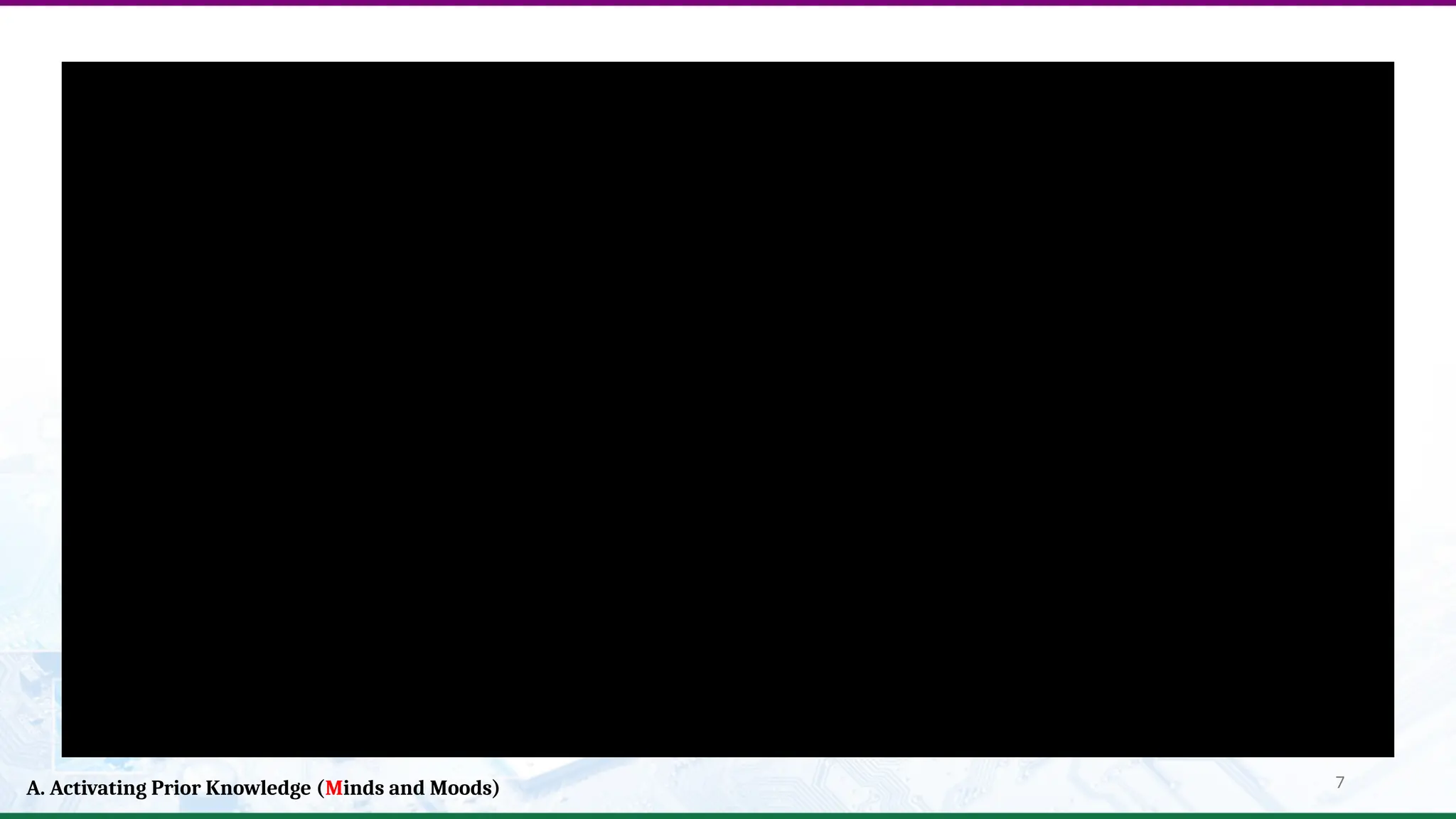 7
A. Activating Prior Knowledge (Minds and Moods)
 