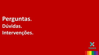 Perguntas.
Dúvidas.
Intervenções.
 