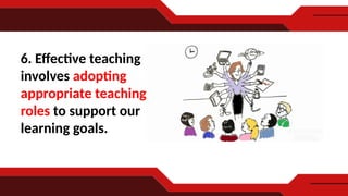 6. Effective teaching
involves adopting
appropriate teaching
roles to support our
learning goals.
 