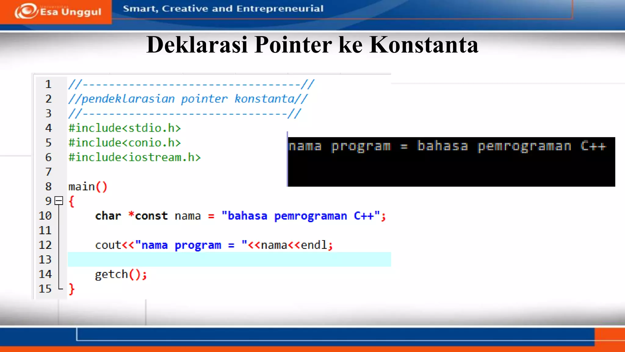 Deklarasi Pointer ke Konstanta
 