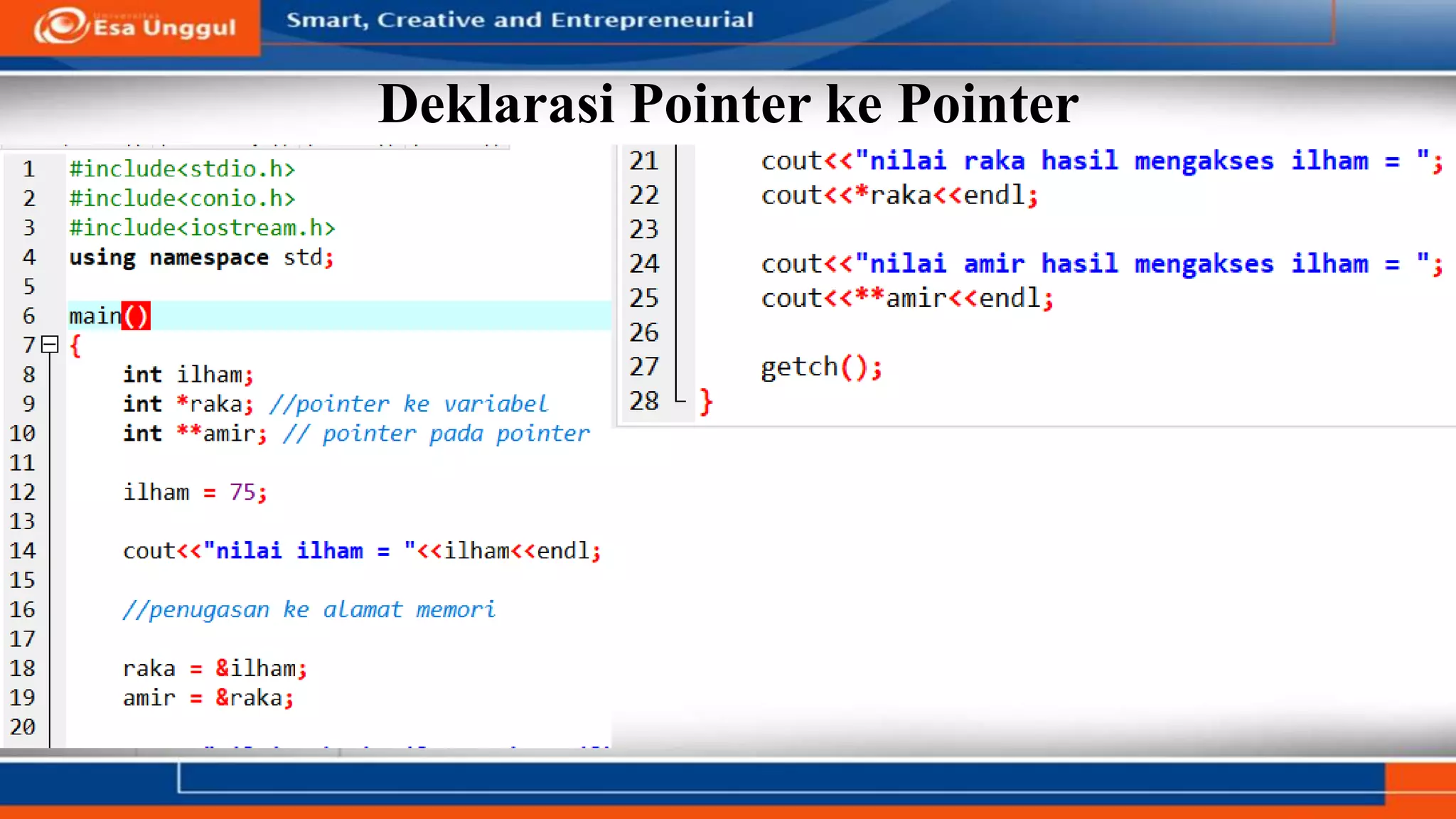 Deklarasi Pointer ke Pointer
 