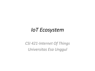 IoT Ecosystem
CSI 421-Internet Of Things
Universitas Esa Unggul
 