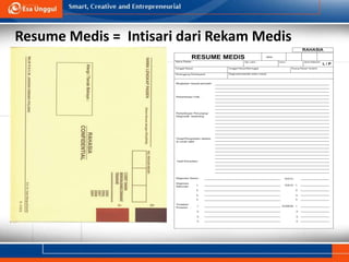 Resume Medis = Intisari dari Rekam Medis
 