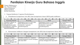 Penilaian Kinerja Guru Bahasa Inggris
 