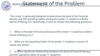 Financial Literacy and Spending Habits of Grade 11 Students at Notre ...