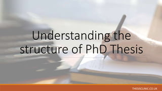 Understanding the
structure of PhD Thesis
THESISCLINIC.CO.UK
 