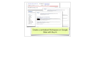 Create a centralized Workspace on Google
            Sites with Buy-In
 