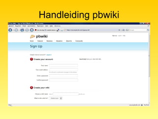 Handleiding pbwiki 