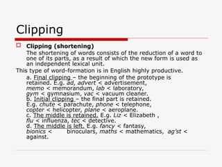 Word formation the linguistic process by which new words are created in ...