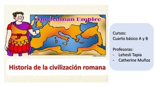 Historia de la civilización romana
Cursos:
Cuarto básico A y B
Profesoras:
- Lehesli Tapia
- Catherine Muñoz
 