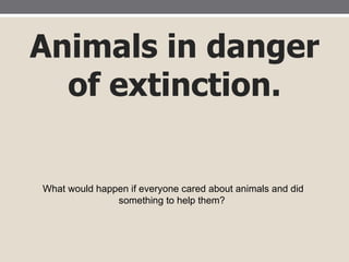 Animals in danger of extinction. What would happen if everyone cared about animals and did something to help them?  