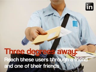 Three degrees away:
Reach these users through a friend
and one of their friends
 