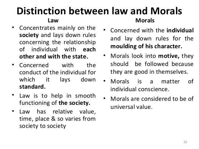 What is the relationship between law and morality?