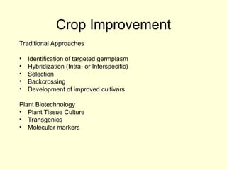Molecular Markers and Their Role in Crop Improvement Techniques | PPT