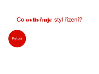Co ovliv ň uje styl řízení?
Kultura

 
