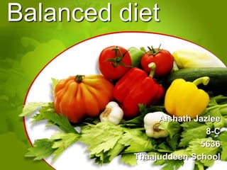 Balanced diet
Aishath Jazlee
8-C
5636
Thaajuddeen School
 