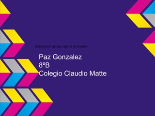 Elaboración de una caja de chocolates


  Paz Gonzalez
  8ºB
  Colegio Claudio Matte
 