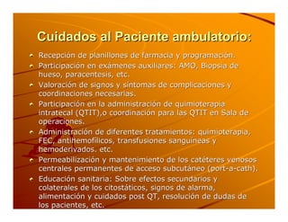Cuidados al Paciente ambulatorio:
Recepción de planillones de farmacia y programación.
Participación en exámenes auxiliare...
