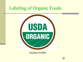 36
Labeling of Organic Foods
Courtesy of USDA
 