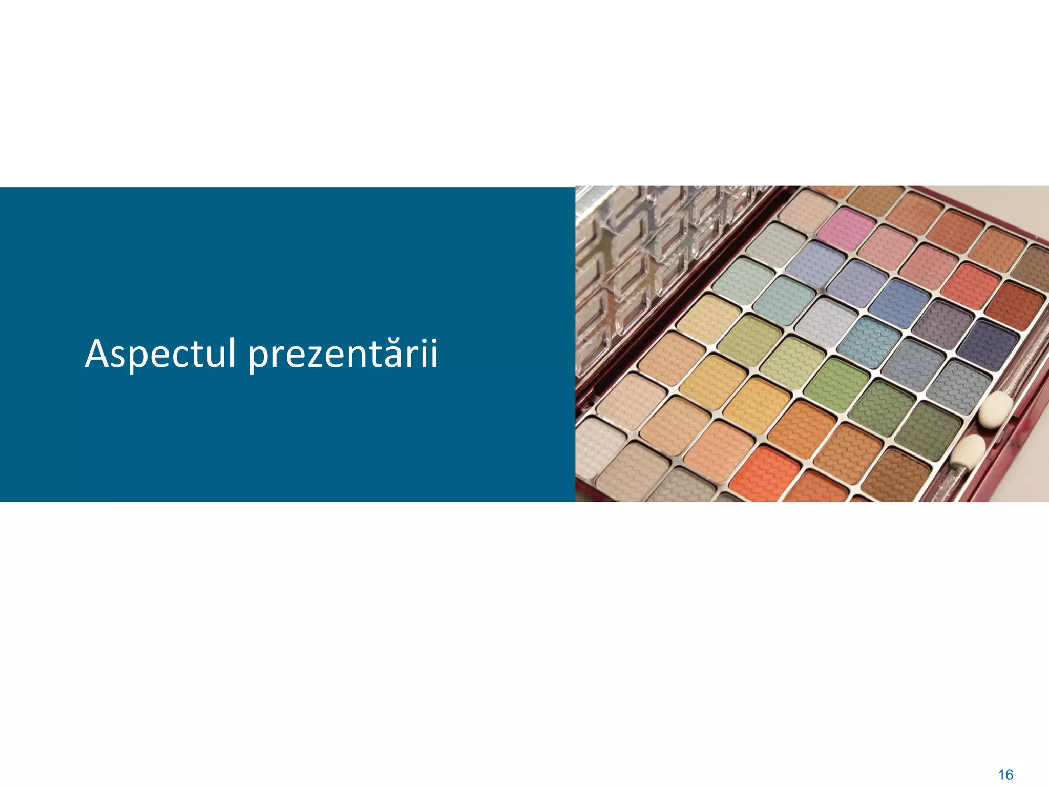 Aspectul prezentării




                       16
 