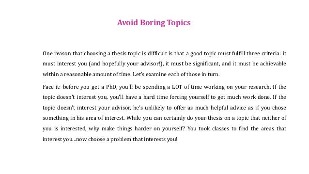 Choosing phd thesis topic