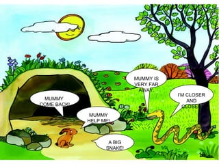 MUMMY IS VERY FAR AWAY. I’M CLOSER AND CLOSER MUMMY  COME BACK! MUMMY HELP ME! A BIG SNAKE! 