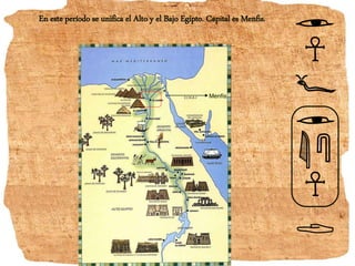 En este período se unifica el Alto y el Bajo Egipto. Capital es Menfis.
Menfis.
 