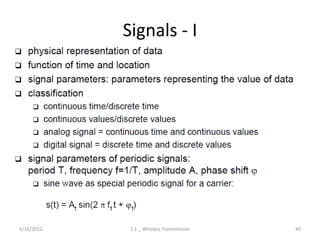Signals - I
5/16/2022 1.1 _ Wireless Transmission 40
 
