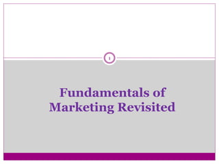 1
Fundamentals of
Marketing Revisited
 