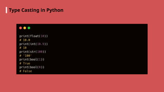 Comprehensive Introduction to Python Programming and Data Types | PPTX