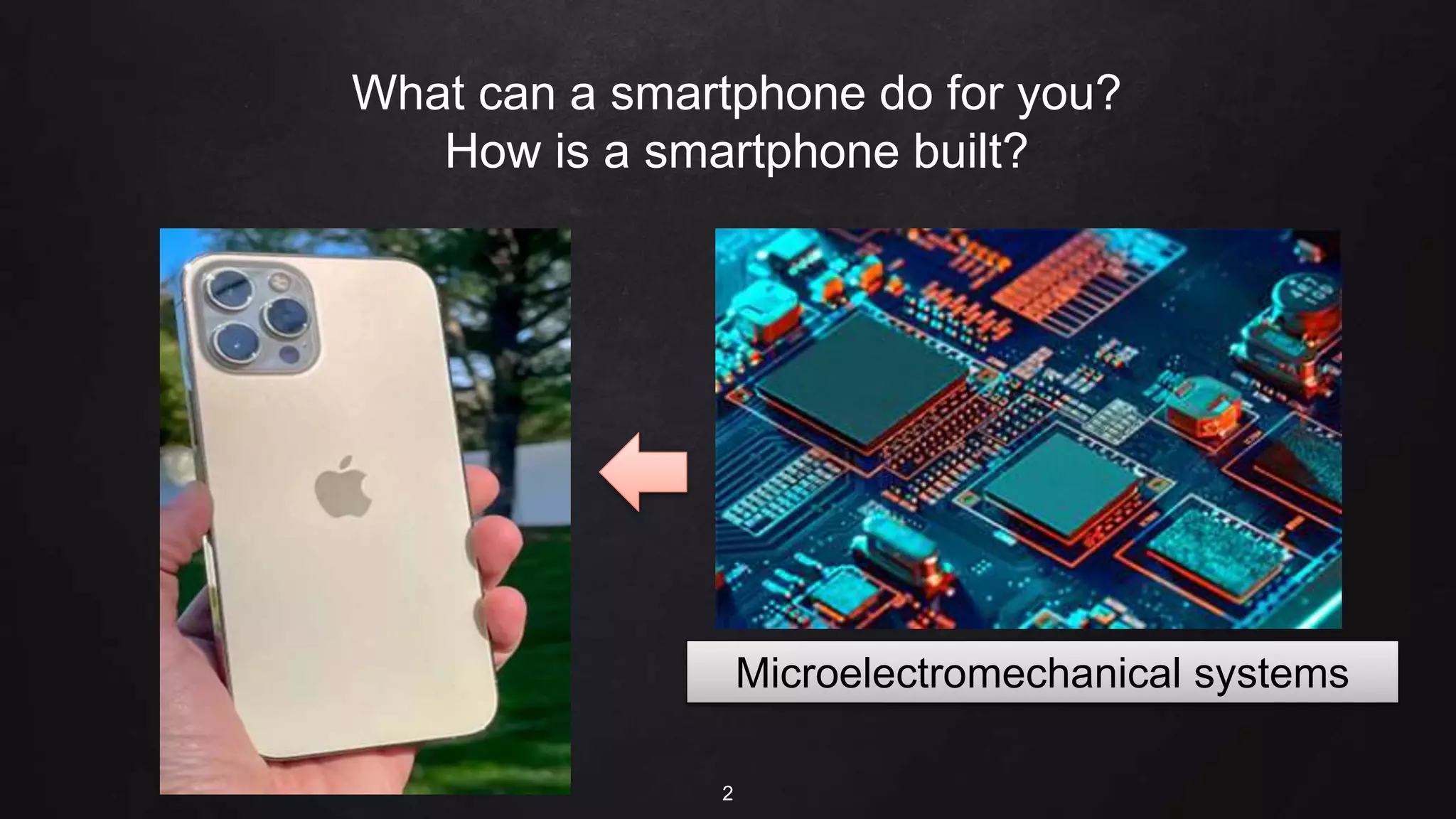 2
What can a smartphone do for you?
How is a smartphone built?
Microelectromechanical systems
 