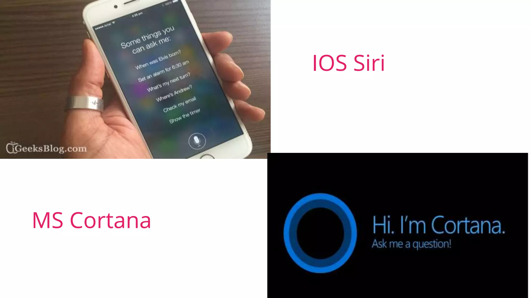 32
IOS Siri
MS Cortana
 